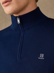 Hackett Blue Cotton Branded Quarter Zip Jumper - Image 2 of 5