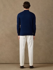 Hackett Blue Cotton Branded Quarter Zip Jumper - Image 5 of 5