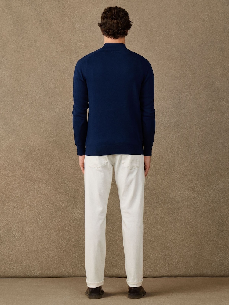 Hackett Blue Cotton Branded Quarter Zip Jumper - Image 5 of 5 Hackett Blue Cotton Branded Quarter Zip Jumper - Image 5 of 5