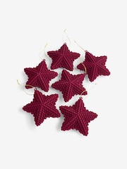 Set of 6 Burgundy Red Flock Star Baubles - Image 4 of 4