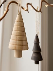 Set of 6 Natural Wooden Christmas Tree Baubles - Image 2 of 4