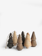 Set of 6 Natural Wooden Christmas Tree Baubles - Image 3 of 4