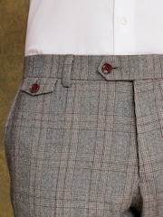 Joules Grey/Rust Check Slim Fit Wool Suit: Trousers - Image 5 of 8