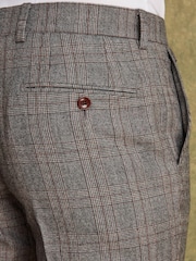 Joules Grey/Rust Check Slim Fit Wool Suit: Trousers - Image 6 of 8