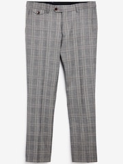 Joules Grey/Rust Check Slim Fit Wool Suit: Trousers - Image 7 of 8