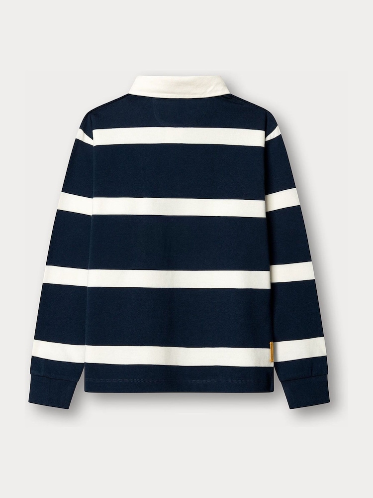 Hackett Blue Classic Fit Striped Rugby Shirt - Image 2 of 4