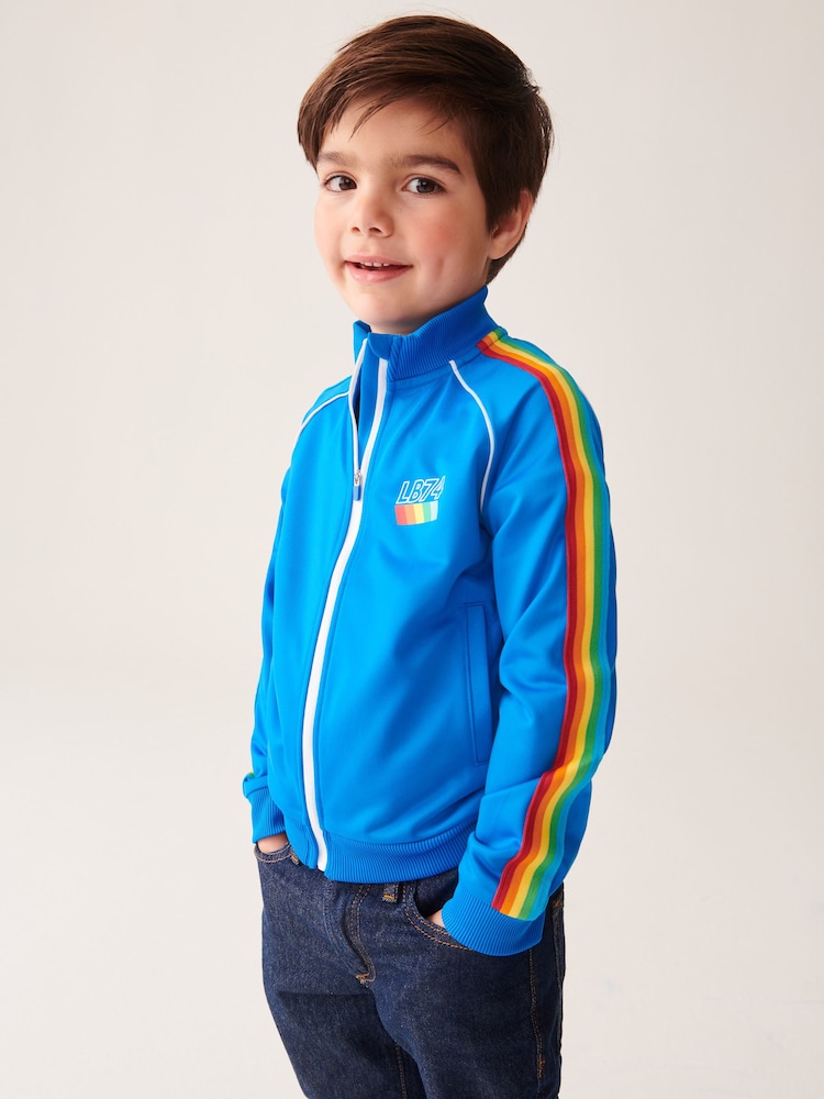 Little Bird by Jools Oliver Blue Rainbow Stripe Blue Track Jacket - Image 1 of 10