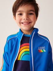 Little Bird by Jools Oliver Blue Rainbow Stripe Blue Track Jacket - Image 3 of 10