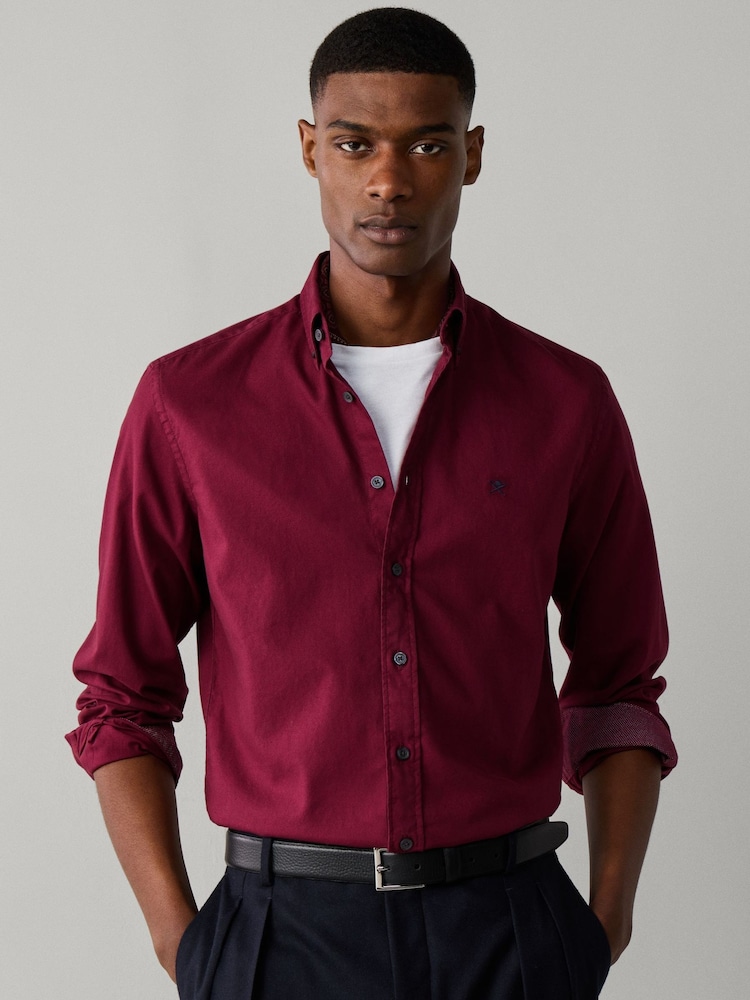Rød - Hackett Skreddersydd Garment Dyed Oxford-skjorte - Bilde 1 av 6