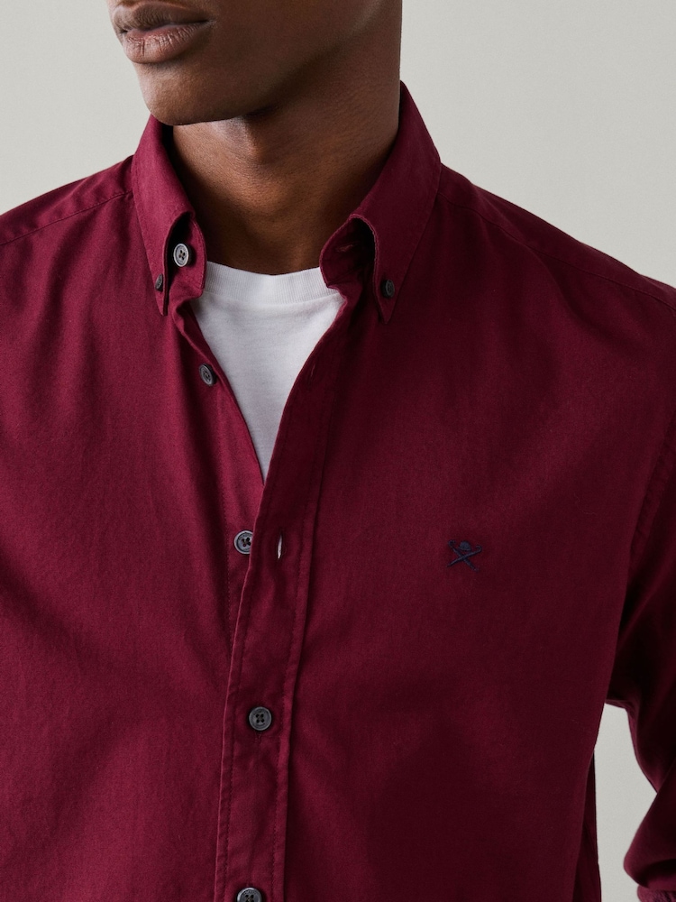 Rød - Hackett Skreddersydd Garment Dyed Oxford-skjorte - Bilde 2 av 6