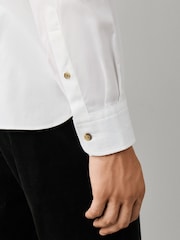 Hackett White Tailored Fit Multi Trim Flannel Shirt - Image 6 of 6