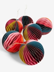 Set of 6 Multi Bright Paper Honeycomb Baubles - Image 4 of 5
