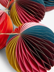 Set of 6 Multi Bright Paper Honeycomb Baubles - Image 5 of 5