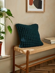 Teal Blue 43 x 43cm Global Bobble 100% Cotton Cushion - Image 1 of 5