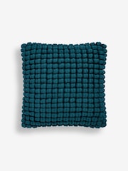 Teal Blue 43 x 43cm Global Bobble 100% Cotton Cushion - Image 2 of 5