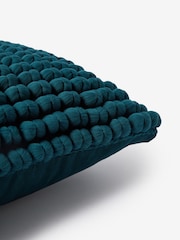 Teal Blue 43 x 43cm Global Bobble 100% Cotton Cushion - Image 5 of 5