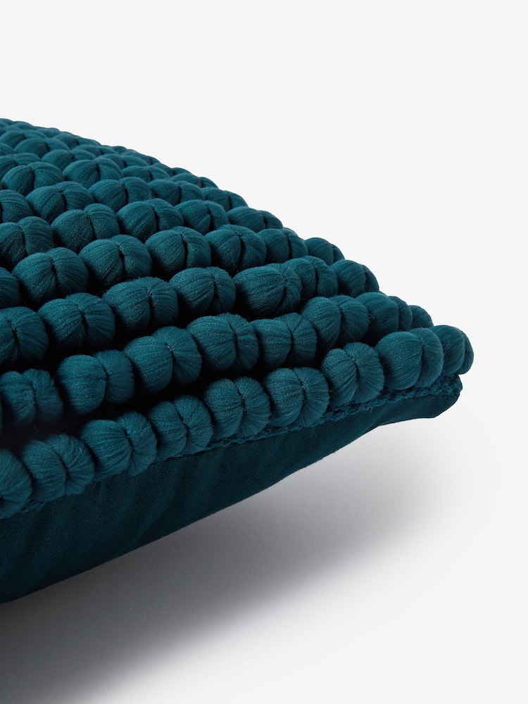 Teal Blue 43 x 43cm Global Bobble 100% Cotton Cushion - Image 5 of 5