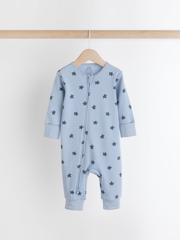 Blue Baby Printed Footless Sleepsuits 4 Pack (0mths-3yrs) - Image 3 of 10