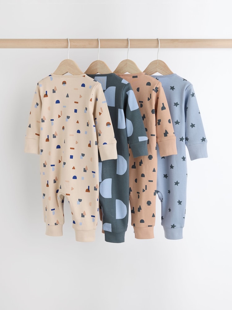 Blue Baby Printed Footless Sleepsuits 4 Pack (0mths-3yrs) - Image 5 of 10