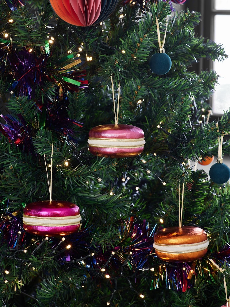 Set of 3 Pink Macaron Christmas Baubles - Image 1 of 4