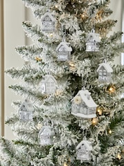 Set of 9 Silver House Christmas Baubles - Image 1 of 4
