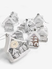 Set of 9 Silver House Christmas Baubles - Image 3 of 4