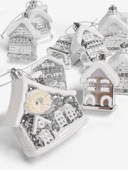 Set of 9 Silver House Christmas Baubles - Image 4 of 4