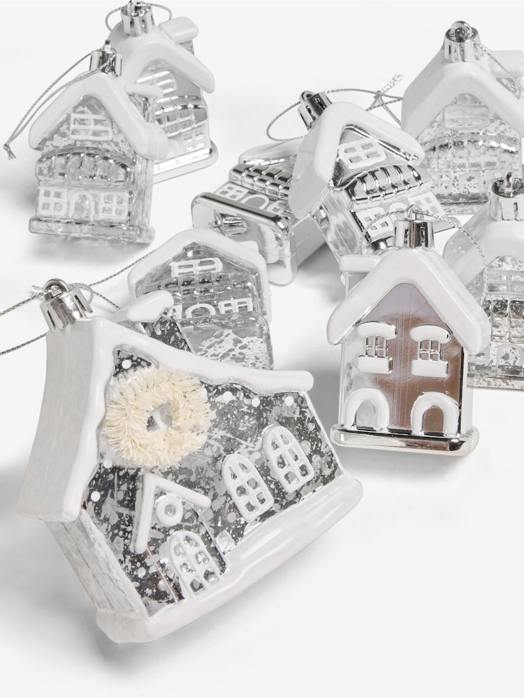 Set of 9 Silver House Christmas Baubles - Image 4 of 4