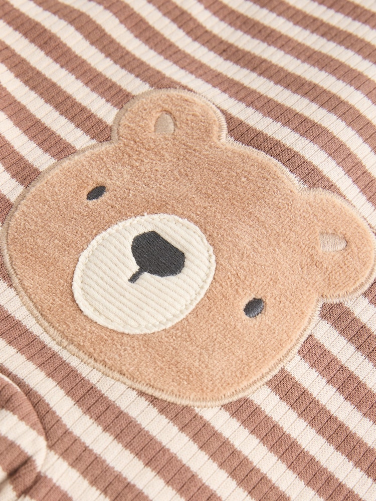 Tan Brown Bear Baby Zipped Sleepsuits 4 Pack (0mths-2yrs) - Image 10 of 11