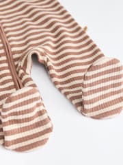 Tan Brown Bear Baby Zipped Sleepsuits 4 Pack (0mths-2yrs) - Image 8 of 11