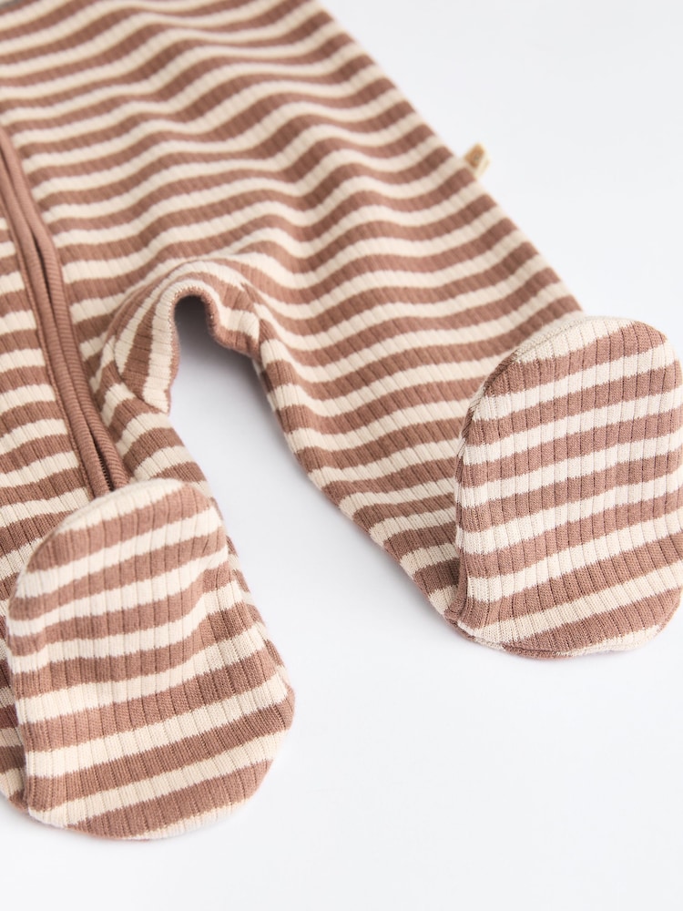 Tan Brown Bear Baby Zipped Sleepsuits 4 Pack (0mths-2yrs) - Image 8 of 11