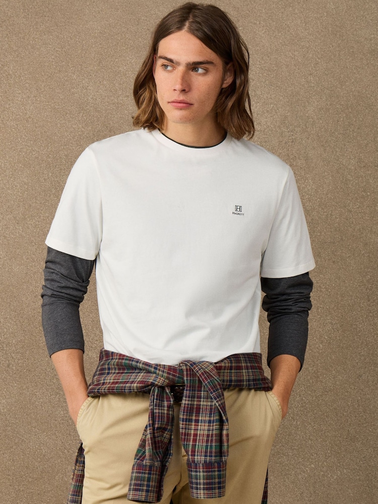 Hackett White Classic Fit H Logo T-Shirt - Image 1 of 5
