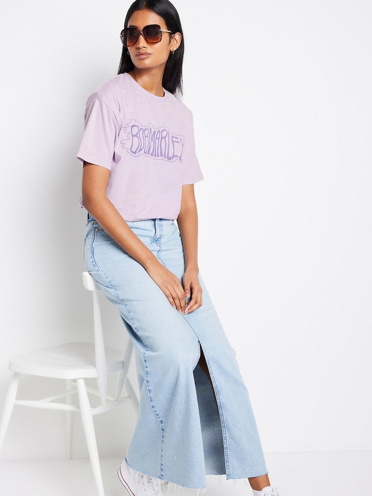 Lilac Purple Bob Marley License Graphic Band T-Shirt - Image 2 of 6