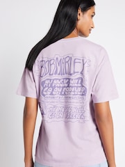 Lilac Purple Bob Marley License Graphic Band T-Shirt - Image 3 of 6
