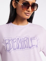 Lilac Purple Bob Marley License Graphic Band T-Shirt - Image 4 of 6
