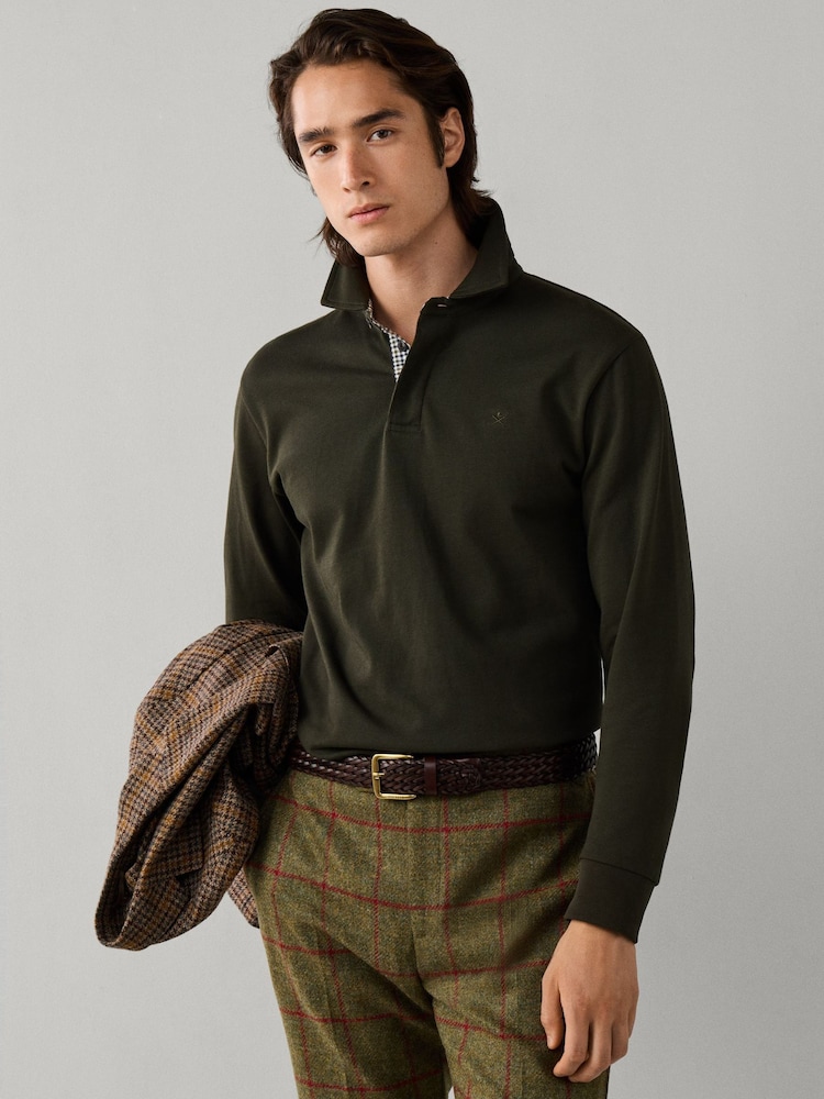Verde - Camisa de rugby Hackett Classic Fit Tattersall Trim - Imagen 1 de 5