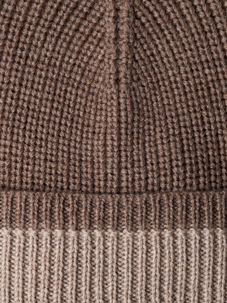 Hackett Brown Merino Wool Beanie Hat - Image 2 of 3 Hackett Brown Merino Wool Beanie Hat - Image 2 of 3