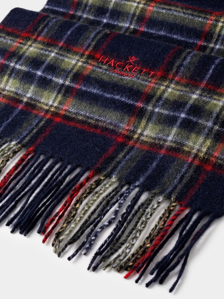 Hackett Wool-Cashmere Branded Plaid Scarf - Imaginea 3 din 3