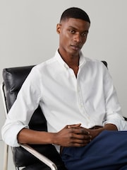 Hvit - Hackett Skreddersydd Garment Dyed Oxford-skjorte - Bilde 1 av 6