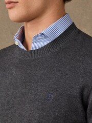 Hackett Grey Cotton Branded Crew Neck Jumper - Image 2 of 5
