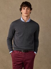 Hackett Grey Cotton Branded Crew Neck Jumper - Image 3 of 5