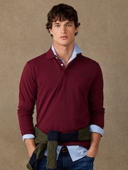 Hackett Red Classic Fit Long Sleeve Branded Polo Shirt - Image 1 of 5