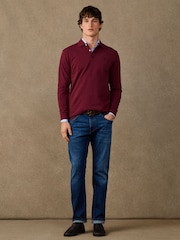 Hackett Red Classic Fit Long Sleeve Branded Polo Shirt - Image 4 of 5