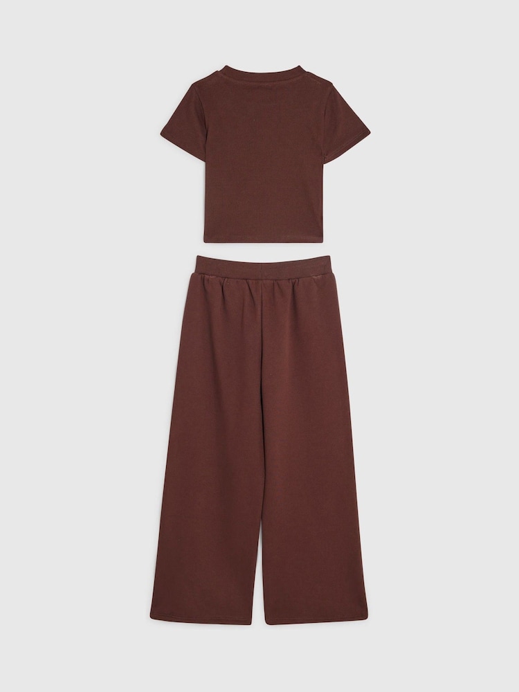 River Island Red Floral T-Shirt & Trousers Track Set - Image 2 of 4