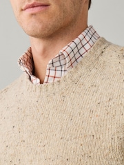 Hackett Brown Merino Wool Donegal Crew Neck Jumper - Image 2 of 5