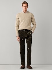Hackett Brown Merino Wool Donegal Crew Neck Jumper - Image 4 of 5