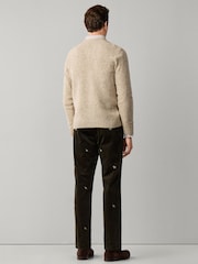 Hackett Brown Merino Wool Donegal Crew Neck Jumper - Image 5 of 5
