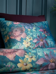 Bridgerton by Catherine Lansfield Green Romantic Floral Soft Velvet Duvet Cover Set - Image 2 of 4