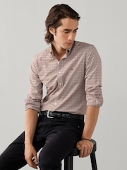 Orange - Hackett Tailored Fit Tri-Colour Gingham Shirt - Bild 1 von 6