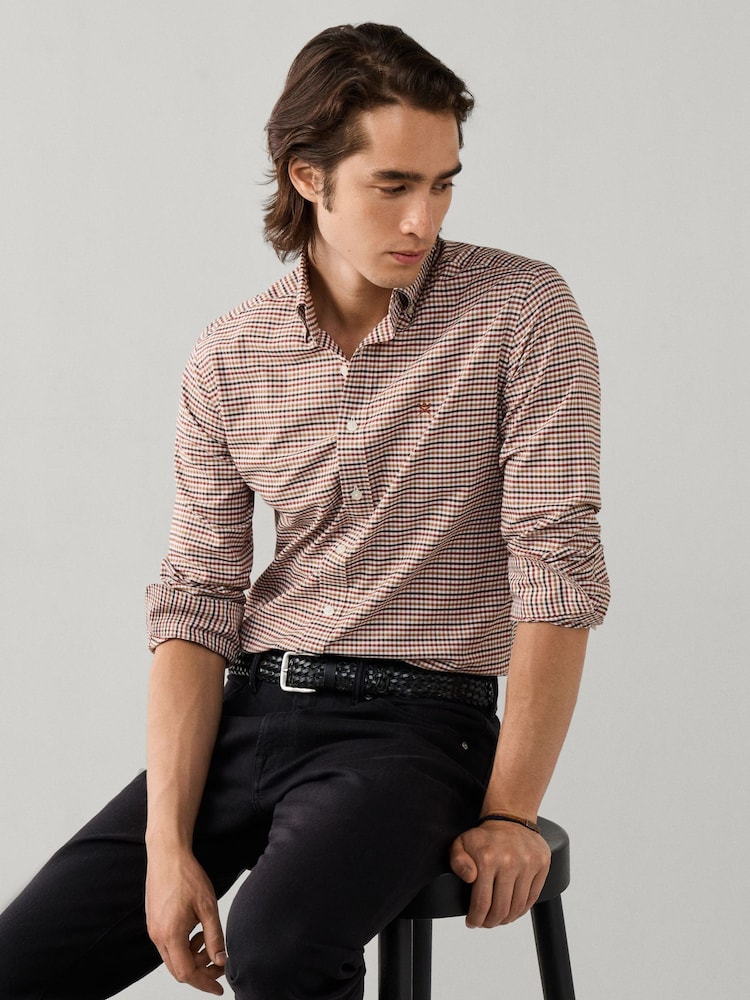 Orange - Hackett Tailored Fit Tri-Colour Gingham Shirt - Bild 1 von 6 Orange - Hackett Tailored Fit Tri-Colour Gingham Shirt - Bild 1 von 6